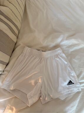 adidas Women’s White Athletic Shorts with Black Logo